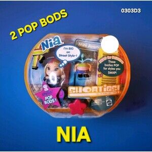NIA ❤️️ 2 Pop Bods RADICALLY ROCKIN REBEL 2004 ❤️️ SHORTIES! Mattel GROOVY Bratz